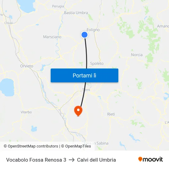 Vocabolo Fossa Renosa 3 to Calvi dell Umbria map