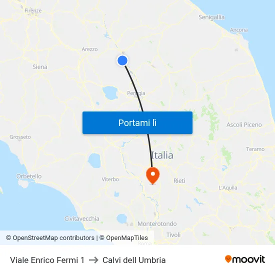 Viale Enrico Fermi 1 to Calvi dell Umbria map