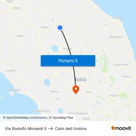 Via Rodolfo Morandi 9 to Calvi dell Umbria map