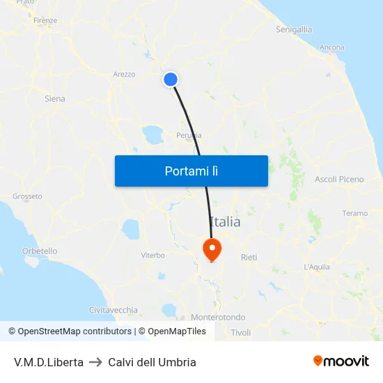 V.M.D.Liberta to Calvi dell Umbria map