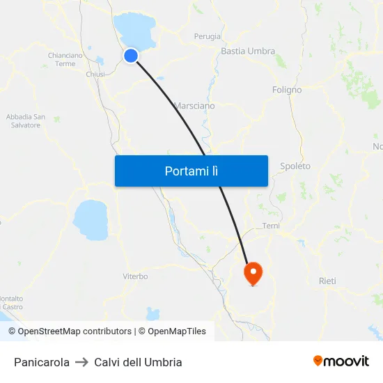 Panicarola to Calvi dell Umbria map