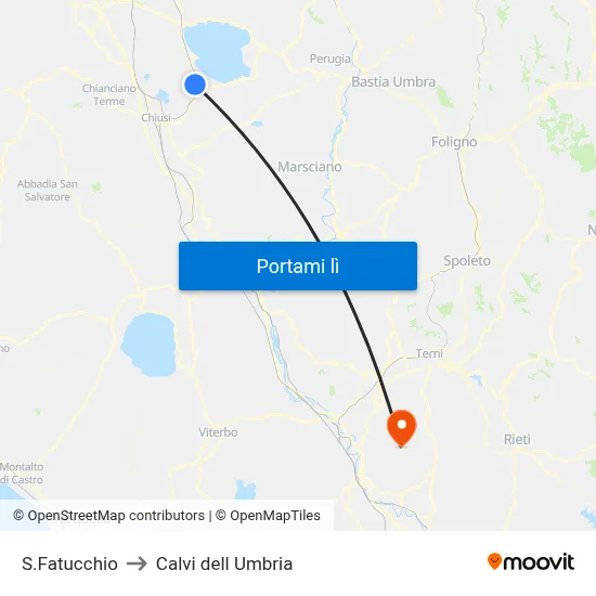 S.Fatucchio to Calvi dell Umbria map