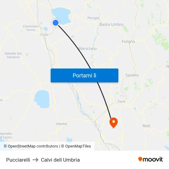 Pucciarelli to Calvi dell Umbria map