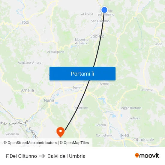F.Del Clitunno to Calvi dell Umbria map