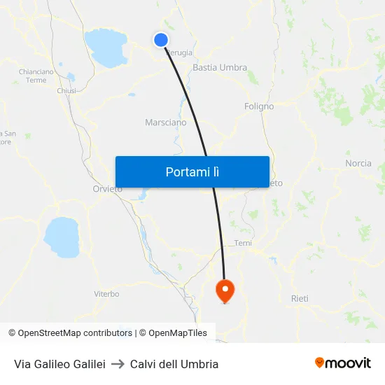 Via Galileo Galilei to Calvi dell Umbria map