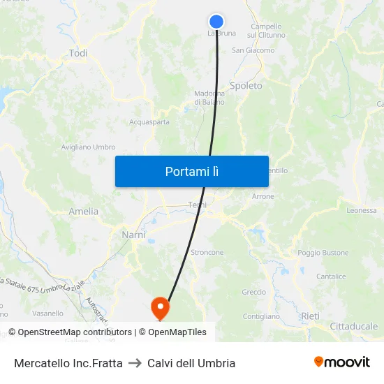 Mercatello Inc.Fratta to Calvi dell Umbria map