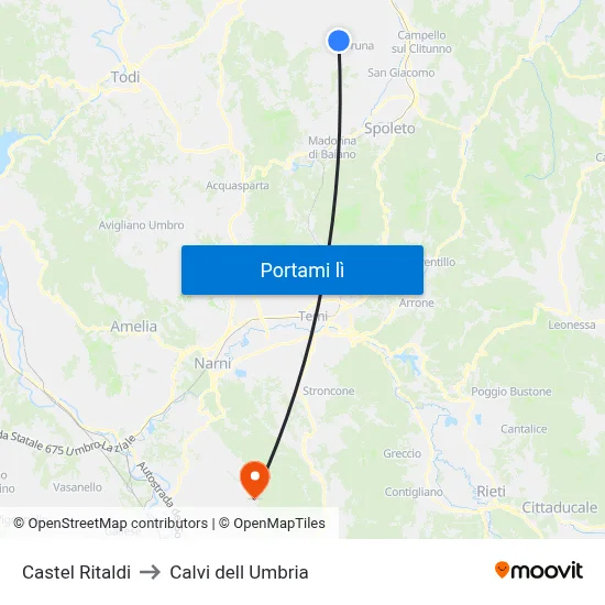 Castel Ritaldi to Calvi dell Umbria map