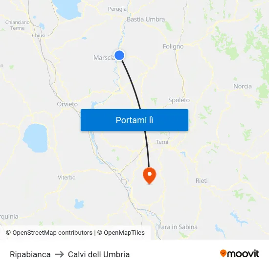 Ripabianca to Calvi dell Umbria map