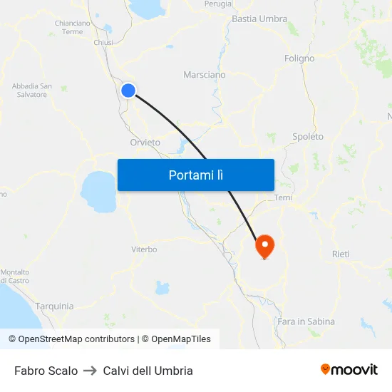 Fabro Scalo to Calvi dell Umbria map