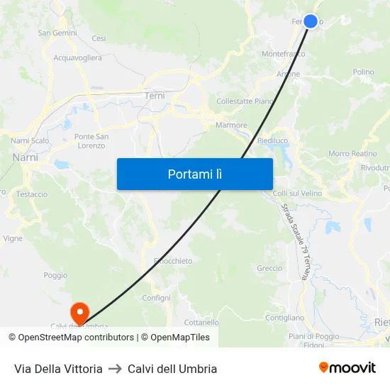 Via Della Vittoria to Calvi dell Umbria map
