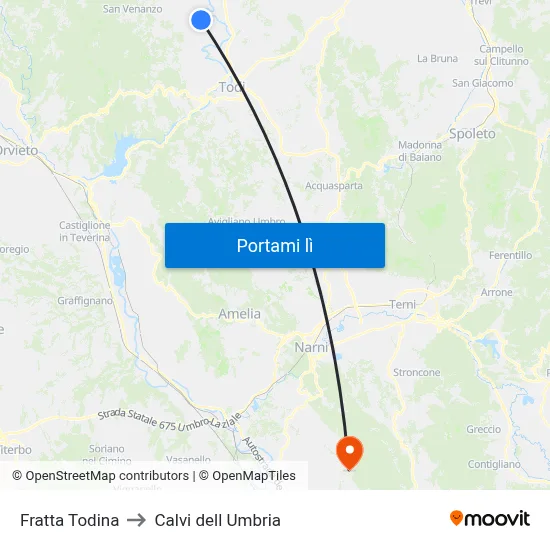 Fratta Todina to Calvi dell Umbria map
