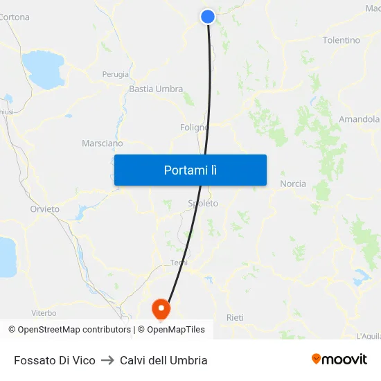 Fossato Di Vico to Calvi dell Umbria map