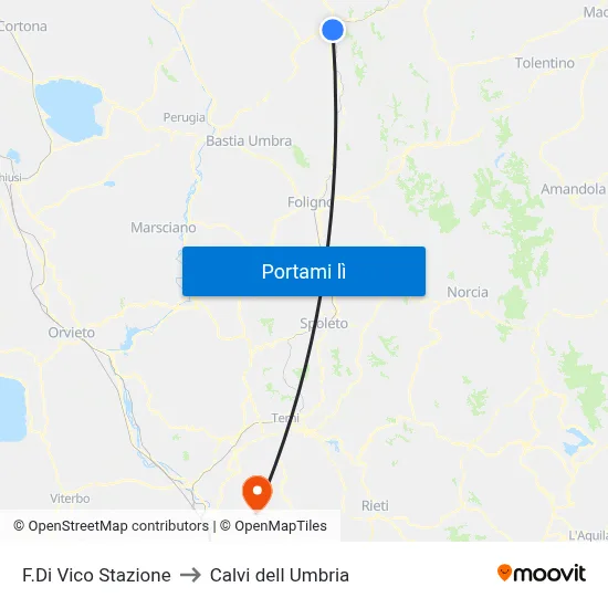 F.Di Vico Stazione to Calvi dell Umbria map