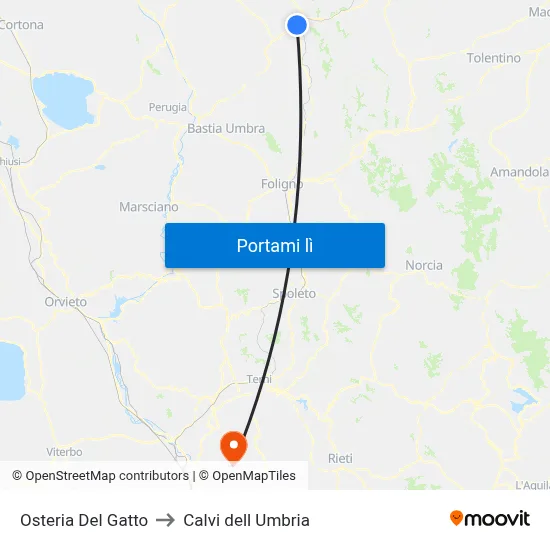 Osteria Del Gatto to Calvi dell Umbria map