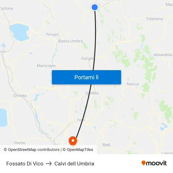 Fossato Di Vico to Calvi dell Umbria map