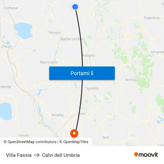 Villa Fassia to Calvi dell Umbria map