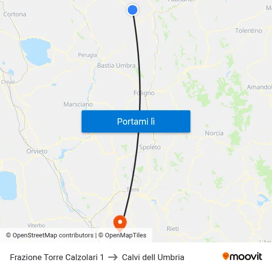 Frazione Torre Calzolari 1 to Calvi dell Umbria map