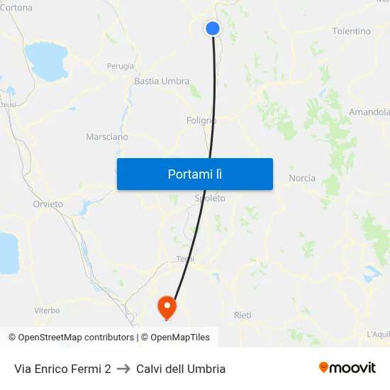 Via Enrico Fermi 2 to Calvi dell Umbria map