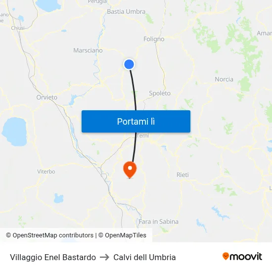 Villaggio Enel Bastardo to Calvi dell Umbria map