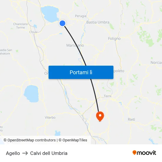 Agello to Calvi dell Umbria map