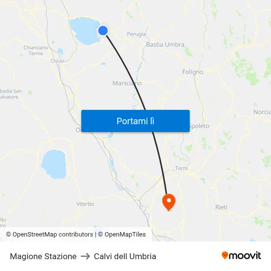 Magione Stazione to Calvi dell Umbria map