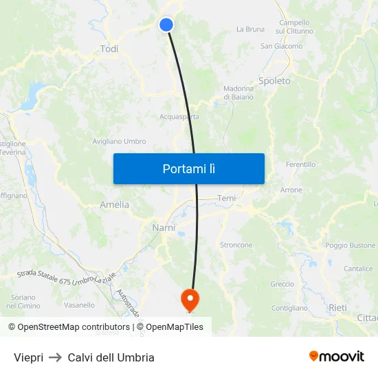 Viepri to Calvi dell Umbria map