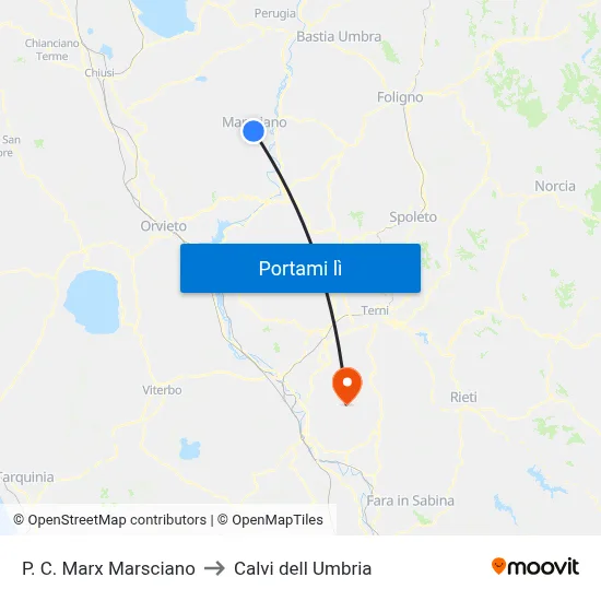P. C. Marx Marsciano to Calvi dell Umbria map