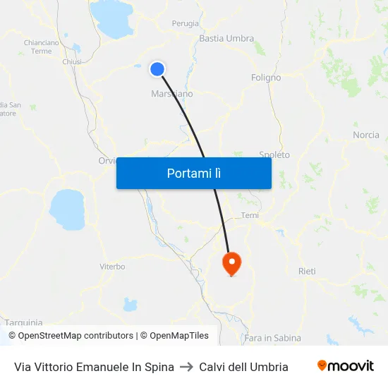 Via Vittorio Emanuele In Spina to Calvi dell Umbria map