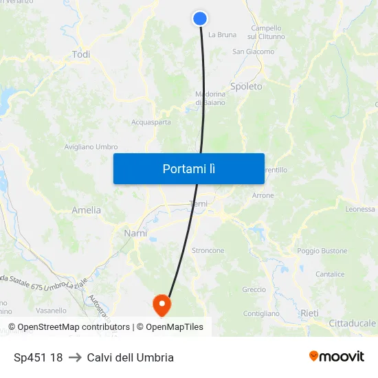 Sp451 18 to Calvi dell Umbria map