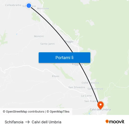 Schifanoia to Calvi dell Umbria map