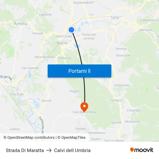 Strada Di Maratta to Calvi dell Umbria map