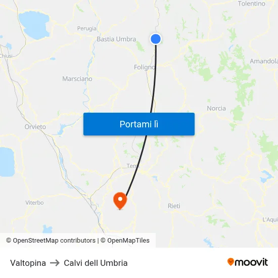 Valtopina to Calvi dell Umbria map