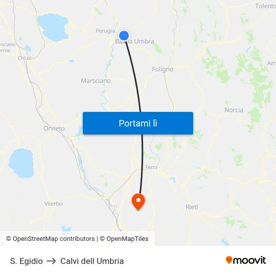 S. Egidio to Calvi dell Umbria map