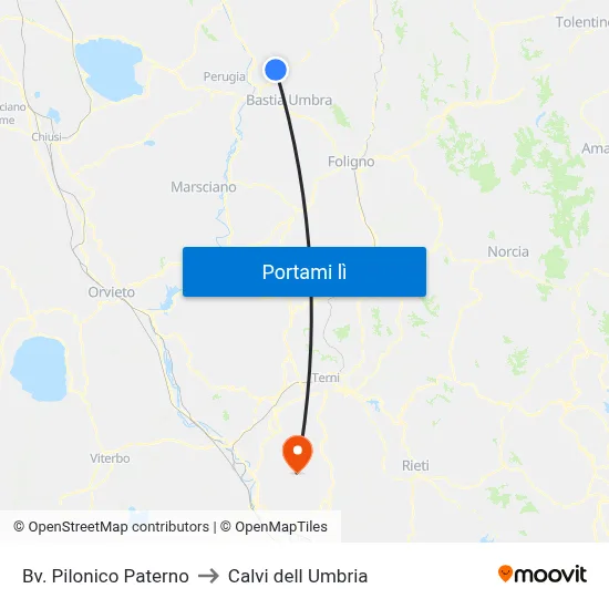 Bv. Pilonico Paterno to Calvi dell Umbria map