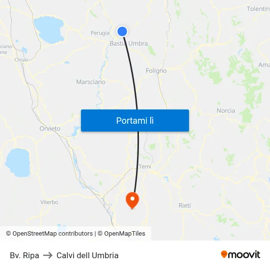 Bv. Ripa to Calvi dell Umbria map