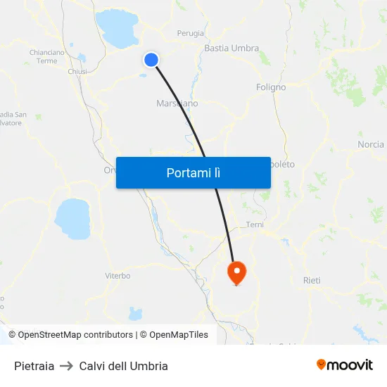Pietraia to Calvi dell Umbria map