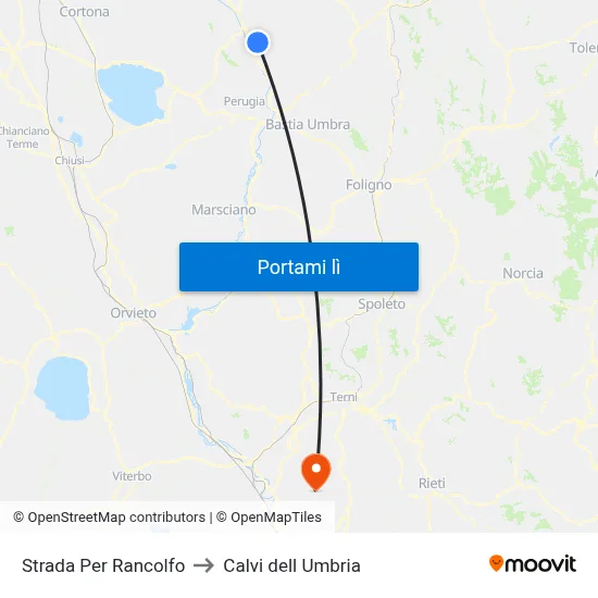Strada Per Rancolfo to Calvi dell Umbria map