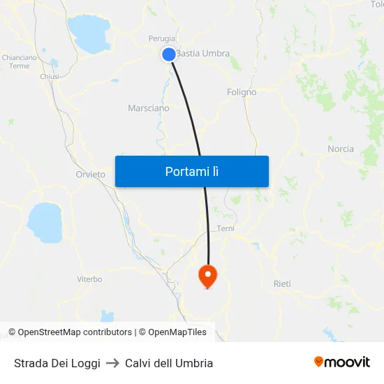 Strada Dei Loggi to Calvi dell Umbria map