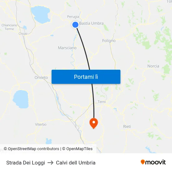 Strada Dei Loggi to Calvi dell Umbria map