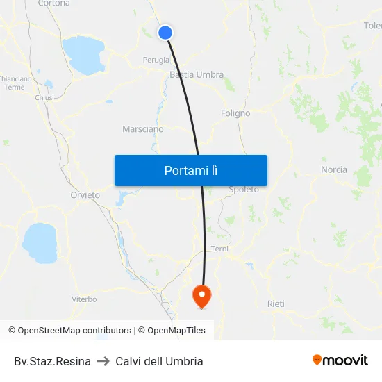 Bv.Staz.Resina to Calvi dell Umbria map