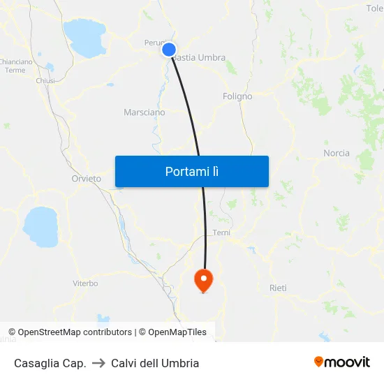 Casaglia Cap. to Calvi dell Umbria map