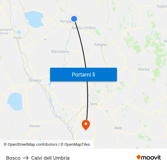 Bosco to Calvi dell Umbria map