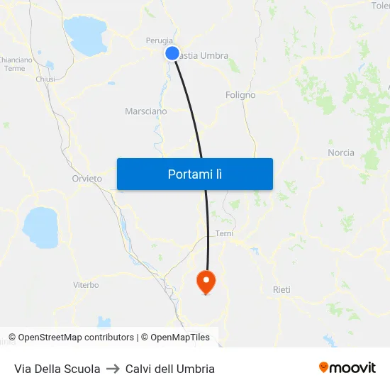 Via Della Scuola to Calvi dell Umbria map
