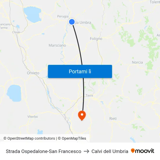 Strada Ospedalone-San Francesco to Calvi dell Umbria map