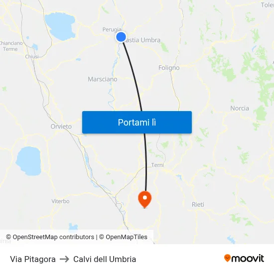 Via Pitagora to Calvi dell Umbria map