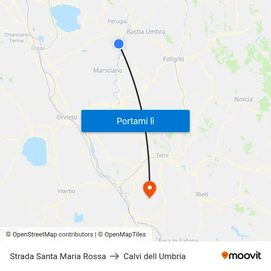 Strada Santa Maria Rossa to Calvi dell Umbria map
