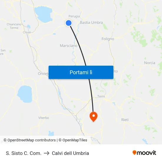 S. Sisto C. Com. to Calvi dell Umbria map