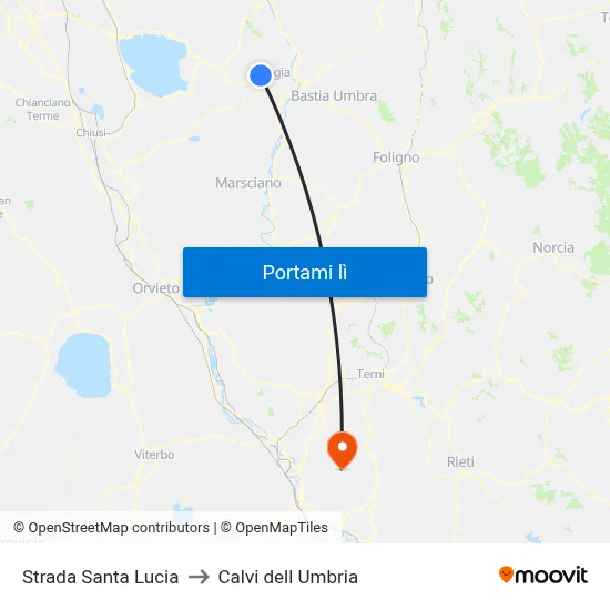 Strada Santa Lucia to Calvi dell Umbria map