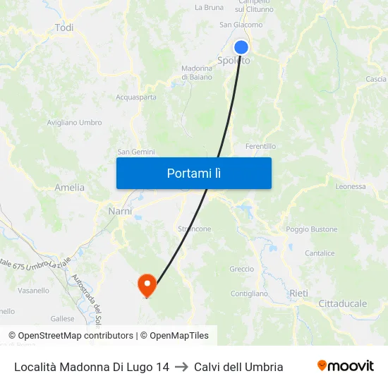 Località Madonna Di Lugo 14 to Calvi dell Umbria map