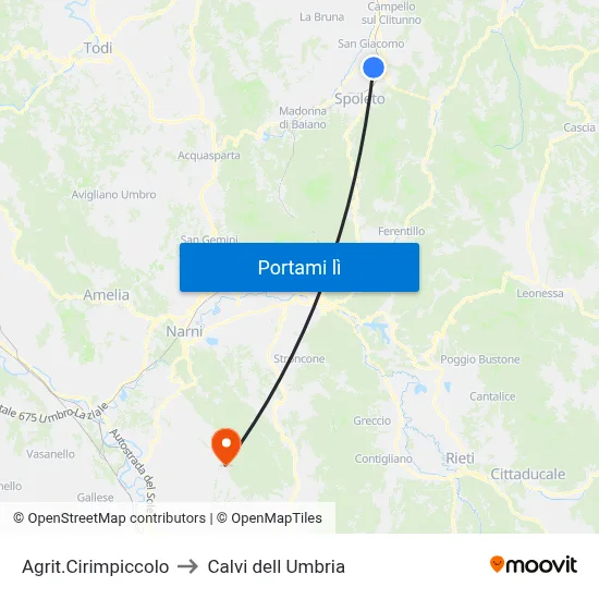 Agrit.Cirimpiccolo to Calvi dell Umbria map